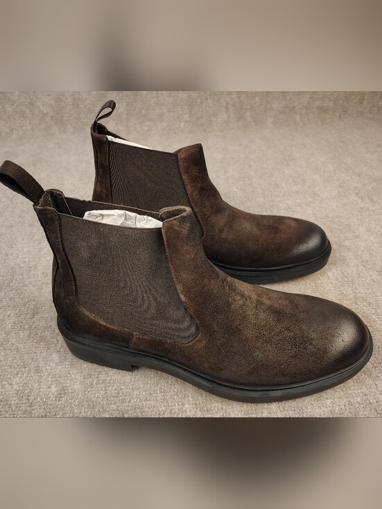 Men\'s Bruno Magli Paris Dark Brown Suede Slip On Chelsea Boots 12 US/45 EU ITALY